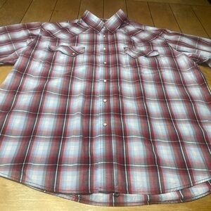 Larry Mahan Western Pearl Snap Button Shirt Size 4XL Multicolor Plaid EUC